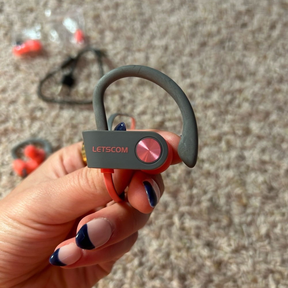 Letscom Gray and Pink Wireless Earbuds